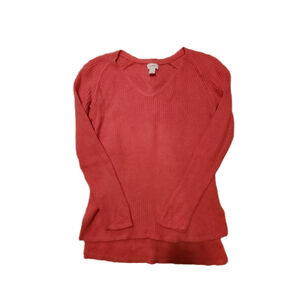 Women's Old Navy Coral Ribbed V-Neck Relaxed Casual Hi/Low Comfy Sweater S
